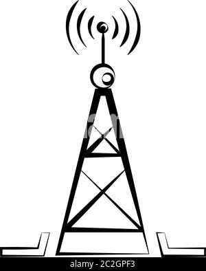 Radio Tower Icon Vektor Kunst Illustration Stock Vektor