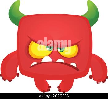 Lustige mürrisch Cartoon Teufel Illustration. Halloween Monster Charakter Design Stock Vektor