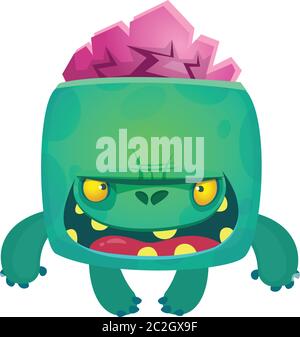 Wütend winzigen Cartoon Zombie-Charakter. Vektor Halloween Illustration Stock Vektor