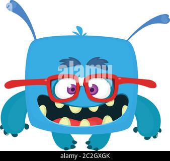 Lustige Cartoon Monster tragen Brillen. Vektor Halloween Illustration Stock Vektor