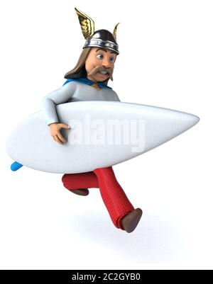 Fun 3D-gaulois Surfer Stockfoto
