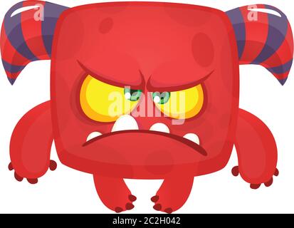 Lustige mürrisch Cartoon Teufel Illustration. Halloween Monster Charakter Design Stock Vektor