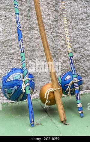 Brasilianische Musikinstrumente berimbau genannt Stockfoto