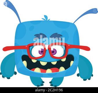 Lustige Cartoon Monster tragen Brillen. Vektor Halloween Illustration Stock Vektor