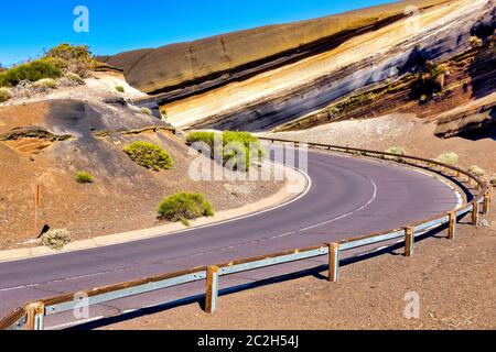 Straße im Teide Nationalpark, Teneriffa, Kanarische Inseln, Spanien Stockfoto