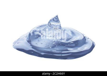 Creme Gel transparent kosmetische Probe Textur mit Blasen isoliert auf weißem Hintergrund. Kosmetische Creme transparent Gel Serum te Stockfoto