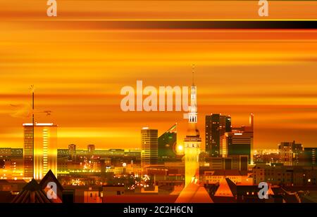 Abstrakte goldenen Hintergrund mit Panorama von Tallinn. Stockfoto