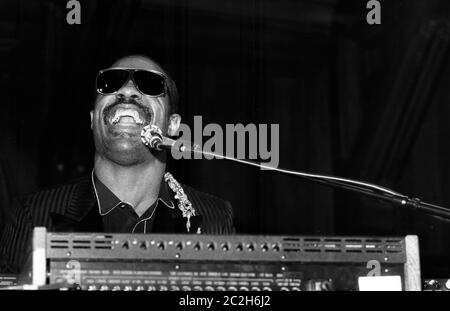 Stevie Wonder tritt an der Harvard University, Cambridge, MA 1986 auf Stockfoto