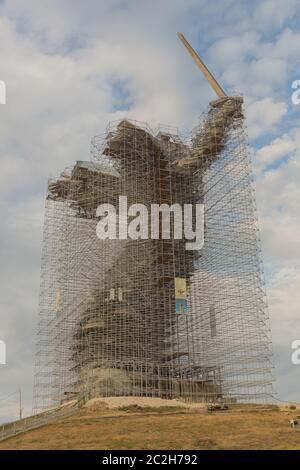 Wolgograd, Russland, August 2019 Mutter Vaterland Denkmal Wolgograd Mamaev Kurgan.Denkmal unter rec Stockfoto