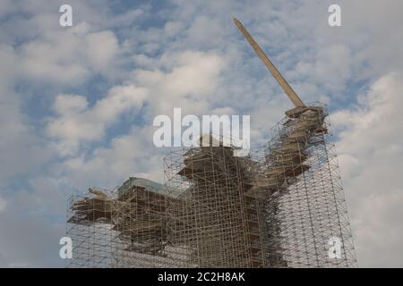 Wolgograd, Russland, August 2019 Mutter Vaterland Denkmal Wolgograd Mamaev Kurgan.Denkmal unter rec Stockfoto