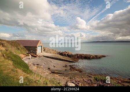 Rettungsboot Haus in Moelfre, Anglesey Stockfoto