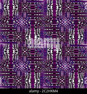 Nahtlose komplizierte Mosaik Muster lila schwarz weiß dunkelblau Stockfoto