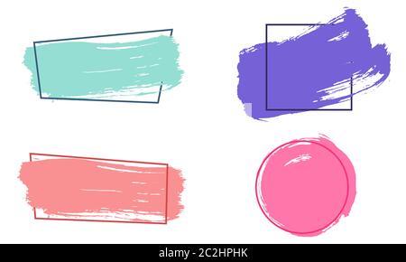 Abstrakte Vektor-Illustrationen von Pinselstrichen Banner oder Bänder für Werbeaktionen oder Werbung mit Rahmen. Ideal für Preisschilder, Aufkleber, Verkäufe Stock Vektor
