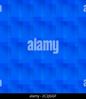 Einfaches geometrisches Nahtmuster mit Quadraten in Blau. Stockfoto