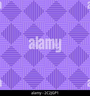 Design von einfachen geometrischen nahtlosen Muster mit Quadraten und Linien in lila für Stoffe oder Produkte. Stockfoto