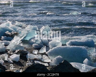 Bleibt das Eis der Gletscher am Diamond Beach in Island Stockfoto