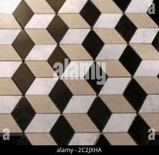 3d Illusion Marmor Stein Cube Fliesen geometrische Bodenbeläge Stockfoto