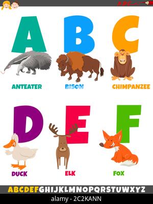 Cartoon Alphabet mit Tier Zeichen fest. Stockfoto