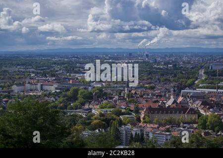 Blick von der Turmberg in Karlsruhe Stockfoto