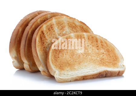 Vier Scheiben Toast auf weißem Hintergrund Stockfoto