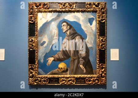 Gemälde „Saint Francis Receiving the Stigmata“ von El Greco in der National Gallery of Ireland in Dublin, Republik Irland, Europa Stockfoto