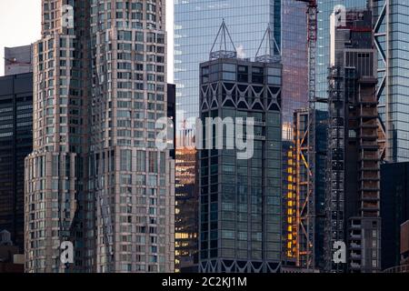 Nahaufnahme der Geschäftsgebäude in Lower Manhattan Stockfoto