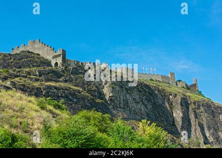 Schweiz, Kanton Wallis, Chateau de Tourbillon Stockfoto