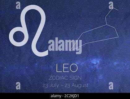 Sternzeichen Löwe astrologische Infografiken. Elemente dieses Bildes wurden von der NASA eingerichtet Stockfoto
