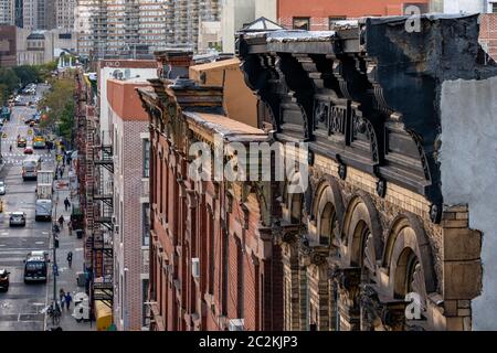 Blick aus der Vogelperspektive auf Gebäude in Chinatown Lower Manhattan Stockfoto