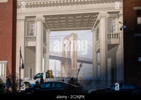 Äußere Details von Gebäuden im Seaport District in Lower Manhattan Stockfoto