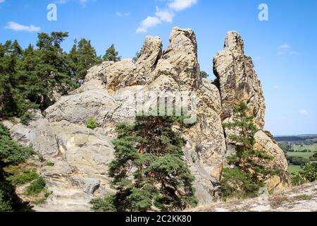 Harz, Berge, Sandsteinfelsen bilden eine wunderschöne Landschaft Stockfoto