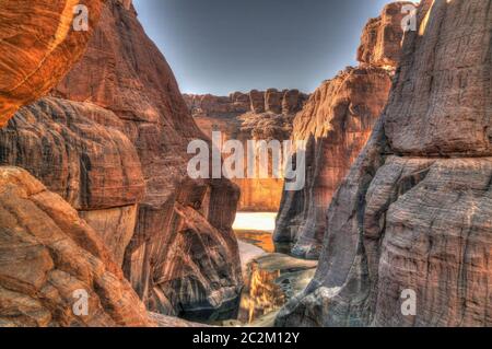 Panorama im Canyon aka Guelta d'Archei in East Ennedi, Tschad Stockfoto