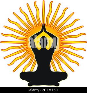 Chakra Achtsamkeit spiritualmeditation mantra Abbildung: Sonnenenergie Stockfoto