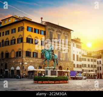 Piazza Della Signoria die Reiterstatue von Cosimo I. De' Medici von gianbologna Stockfoto