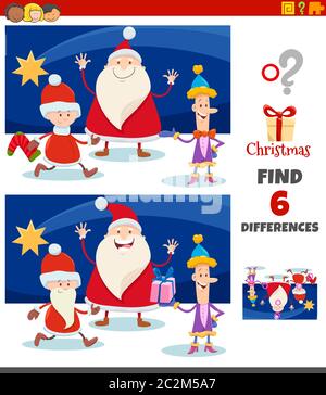 Unterschiede Spiel mit Weihnachten Charaktere Gruppe Stockfoto