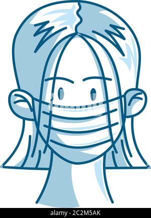 Frau in schützenden medizinischen Gesichtsmaske Illustration Stock Vektor
