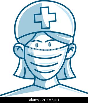 Krankenschwester Charakter trägt Maske Vektor Illustration Stock Vektor