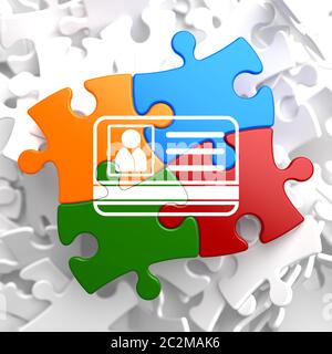ID-Karten-Symbol auf Multicolor Puzzle. Identifikationskonzept. Stockfoto