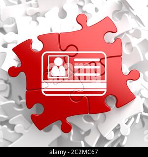 ID-Karten-Symbol auf Red Puzzle. Identifikationskonzept. Stockfoto