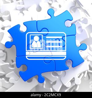 ID-Karten-Symbol auf blauem Puzzle. Identifikationskonzept. Stockfoto