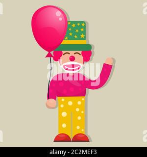 Clown hält den Ballon isoliert Vektor-Illustration Stock Vektor