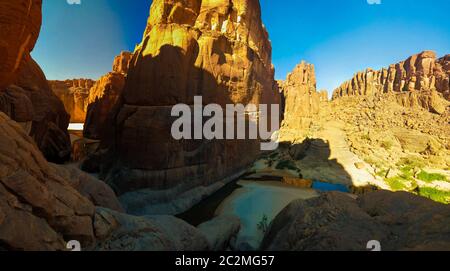 Panorama im Canyon aka Guelta d'Archei in East Ennedi, Tschad Stockfoto