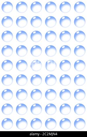 Ein Symetrischem Hintergrundmuster Blasen mit Reflexion auf Weiß Stockfoto