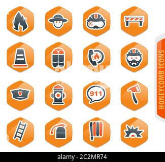 Feuerwehr-Icons set für Websites und Benutzeroberfläche Stockfoto