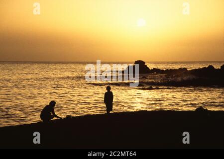 Sonnenuntergang im Valle Gran Rey. La Gomera Stockfoto