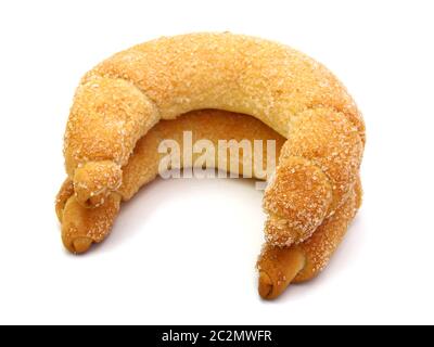 Frische Croissants sind durch Zucker gestreut. Stockfoto