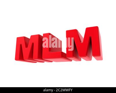 MLM - Multi-Level-Marketing - Roter Text isoliert auf Weiß. Geschäftskonzept. Stockfoto