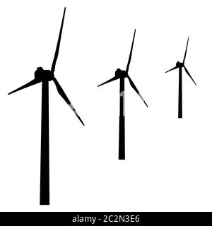 Windmühlen zur Stromerzeugung.  Vektor-illustration Stockfoto