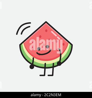 Eine Illustration von Cute Watermelon Mascot Vektor-Charakter in Flat Design Style Stock Vektor