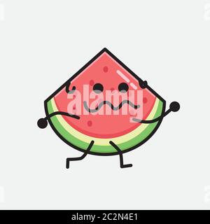 Eine Illustration von Cute Watermelon Mascot Vektor-Charakter in Flat Design Style Stock Vektor